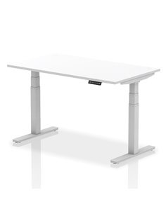 Dynamic Air 1400 x 800mm Height Adjustable Home Office Desk White Top Silver Leg HA01010