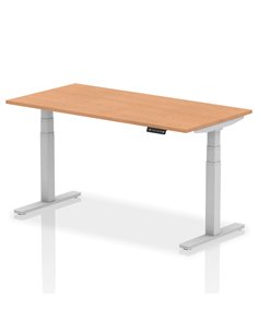 Dynamic Air 1600 x 800mm Height Adjustable Home Office Desk Oak Top Silver Leg HA01019
