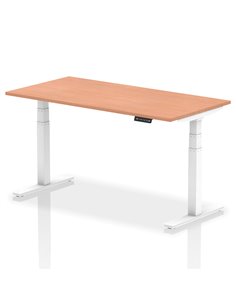 Dynamic Air 1600 x 800mm Height Adjustable Home Office Desk Beech Top White Leg HA01023
