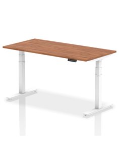 Dynamic Air 1600 x 800mm Height Adjustable Home Office Desk Walnut Top White Leg HA01027
