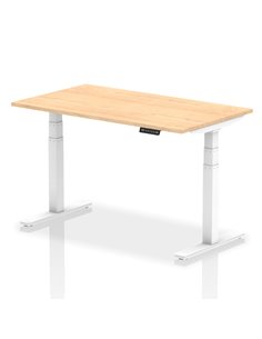 Dynamic Air 1400 x 800mm Height Adjustable Home Office Desk Maple Top White Leg HA01034
