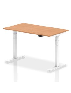 Dynamic Air 1400 x 800mm Height Adjustable Home Office Desk Oak Top White Leg HA01038