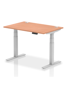 Dynamic Air 1200 x 800mm Height Adjustable Office Desk Beech Top Cable Ports Silver Leg HA01081