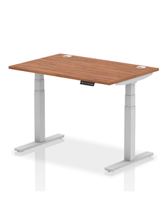 Dynamic Air 1200 x 800mm Height Adjustable Office Desk Walnut Top Cable Ports Silver Leg HA01085