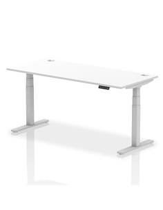 Dynamic Air 1800 x 800mm Height Adjustable Office Desk White Top Cable Ports Silver Leg HA01092