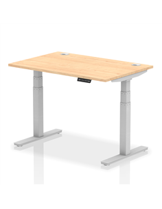 Dynamic Air 1200 x 800mm Height Adjustable Office Desk Maple Top Cable Ports Silver Leg HA01093