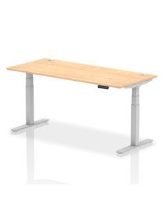 Dynamic Air 1800 x 800mm Height Adjustable Office Desk Maple Top Cable Ports Silver Leg HA01096
