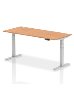 Dynamic Air 1800 x 800mm Height Adjustable Office Desk Oak Top Cable Ports Silver Leg HA01100