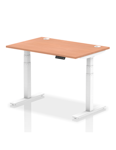 Dynamic Air 1200 x 800mm Height Adjustable Office Desk Beech Top Cable Ports White Leg HA01101