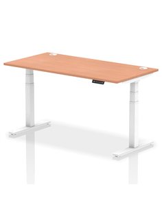 Dynamic Air 1600 x 800mm Height Adjustable Office Desk Beech Top Cable Ports White Leg HA01103