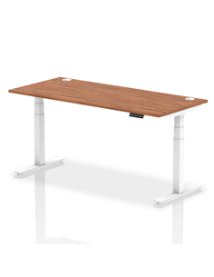 Dynamic Air 1800 x 800mm Height Adjustable Office Desk Walnut Top Cable Ports White Leg HA01108