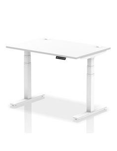Dynamic Air 1200 x 800mm Height Adjustable Office Desk White Top Cable Ports White Leg HA01109