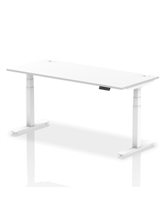 Dynamic Air 1800 x 800mm Height Adjustable Office Desk White Top Cable Ports White Leg HA01112