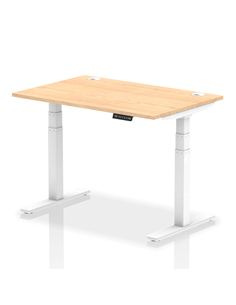 Dynamic Air 1200 x 800mm Height Adjustable Office Desk Maple Top Cable Ports White Leg HA01113