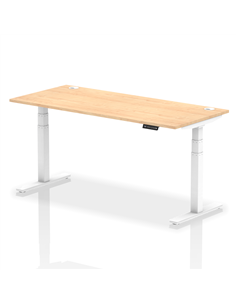 Dynamic Air 1800 x 800mm Height Adjustable Office Desk Maple Top Cable Ports White Leg HA01116