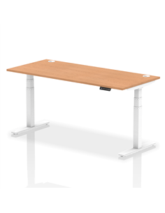 Dynamic Air 1800 x 800mm Height Adjustable Office Desk Oak Top Cable Ports White Leg HA01120
