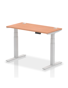 Dynamic Air 1200 x 600mm Height Adjustable Office Desk Beech Top Cable Ports Silver Leg HA01121