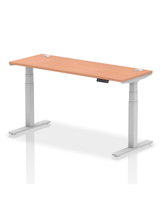 Dynamic Air 1600 x 600mm Height Adjustable Office Desk Beech Top Cable Ports Silver Leg HA01123