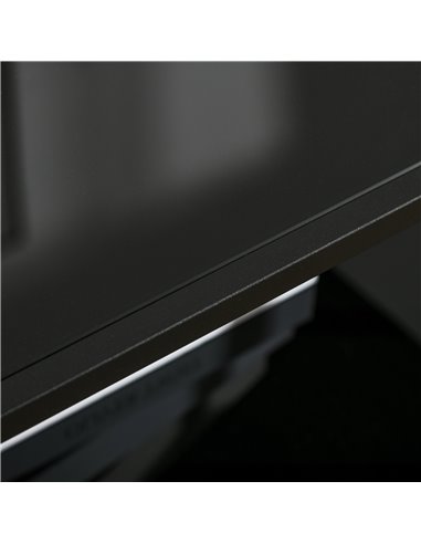 HOMCOM Modern Coffee Table with Tempered Glass Top, Cocktail Table with 2-Tier Storage and Steel Frame for Living Room, Black