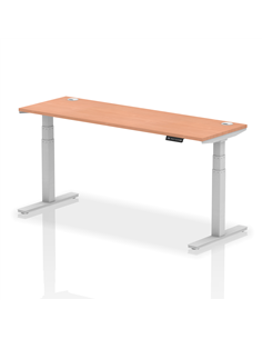 Dynamic Air 1800 x 600mm Height Adjustable Office Desk Beech Top Cable Ports Silver Leg HA01124