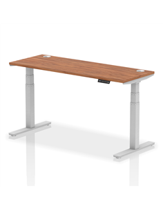 Dynamic Air 1600 x 600mm Height Adjustable Office Desk Walnut Top Cable Ports Silver Leg HA01127