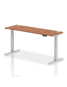 Dynamic Air 1800 x 600mm Height Adjustable Office Desk Walnut Top Cable Ports Silver Leg HA01128