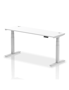 Dynamic Air 1800 x 600mm Height Adjustable Office Desk White Top Cable Ports Silver Leg HA01132