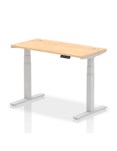 Dynamic Air 1200 x 600mm Height Adjustable Office Desk Maple Top Cable Ports Silver Leg HA01133