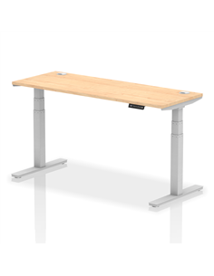 Dynamic Air 1600 x 600mm Height Adjustable Office Desk Maple Top Cable Ports Silver Leg HA01135