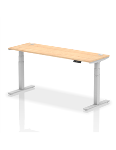 Dynamic Air 1800 x 600mm Height Adjustable Office Desk Maple Top Cable Ports Silver Leg HA01136
