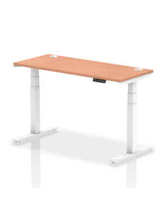 Dynamic Air 1400 x 600mm Height Adjustable Office Desk Beech Top Cable Ports White Leg HA01142