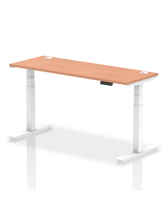 Dynamic Air 1600 x 600mm Height Adjustable Office Desk Beech Top Cable Ports White Leg HA01143