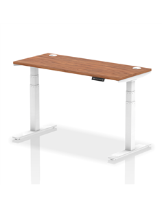 Dynamic Air 1400 x 600mm Height Adjustable Office Desk Walnut Top Cable Ports White Leg HA01146