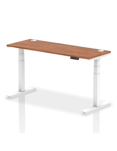 Dynamic Air 1600 x 600mm Height Adjustable Office Desk Walnut Top Cable Ports White Leg HA01147