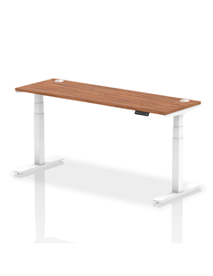 Dynamic Air 1800 x 600mm Height Adjustable Office Desk Walnut Top Cable Ports White Leg HA01148