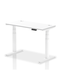 Dynamic Air 1200 x 600mm Height Adjustable Office Desk White Top Cable Ports White Leg HA01149