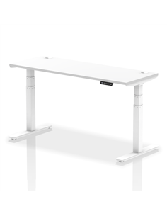 Dynamic Air 1600 x 600mm Height Adjustable Office Desk White Top Cable Ports White Leg HA01151