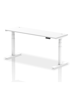 Dynamic Air 1800 x 600mm Height Adjustable Office Desk White Top Cable Ports White Leg HA01152