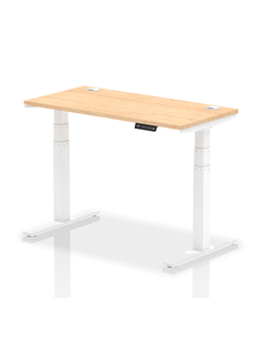 Dynamic Air 1200 x 600mm Height Adjustable Office Desk Maple Top Cable Ports White Leg HA01153