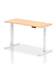Dynamic Air 1400 x 600mm Height Adjustable Office Desk Maple Top Cable Ports White Leg HA01154