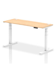 Dynamic Air 1600 x 600mm Height Adjustable Office Desk Maple Top Cable Ports White Leg HA01155