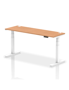 Dynamic Air 1800 x 600mm Height Adjustable Office Desk Oak Top Cable Ports White Leg HA01160