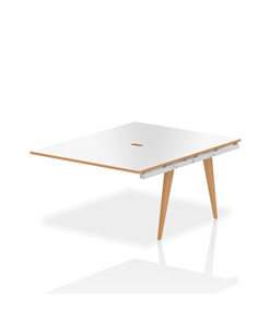 Dynamic Oslo 1200mm B2B Office Bench Desk Ext Kit White Top Natural Wood Edge White Frame OSL0100