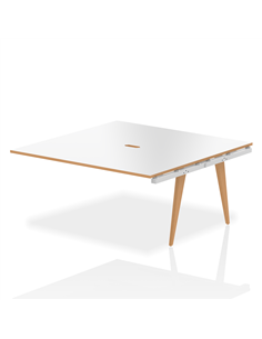 Dynamic Oslo 1600mm B2B Office Bench Desk Ext Kit White Top Natural Wood Edge White Frame OSL0102