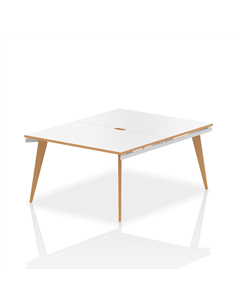 Dynamic Oslo 1200mm B2B 2 Person Office Bench Desk White Top Natural Wood Edge White Frame OSL0103