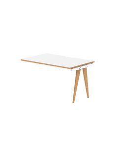 Dynamic Oslo 1200mm Single Row Office Bench Desk Ext Kit White Top Natural Wood Edge White Frame OSL0113