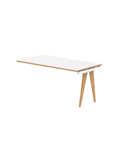 Dynamic Oslo 1400mm Single Row Office Bench Desk Ext Kit White Top Natural Wood Edge White Frame OSL0114