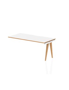 Dynamic Oslo 1600mm Single Row Office Bench Desk Ext Kit White Top Natural Wood Edge White Frame OSL0115