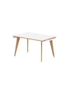 Dynamic Oslo 1200mm Single Starter Office Bench Desk White Top Natural Wood Edge White Frame OSL0116