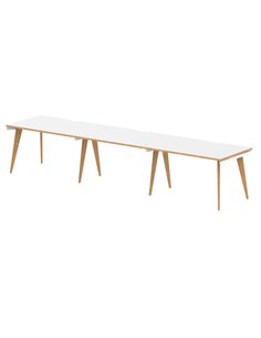 Dynamic Oslo 1200mm Single Row 3 Person Office Bench Desk White Top Natural Wood Edge White Frame OSL0118